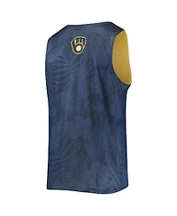 Men's Foco Navy, Gold Milwaukee Brewers Floral Reversible Mesh Tank Top