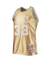 Men's Mitchell & Ness Larry Bird Gold Boston Celtics 75th Anniversary 1985-86 Hardwood Classics Swingman Jersey