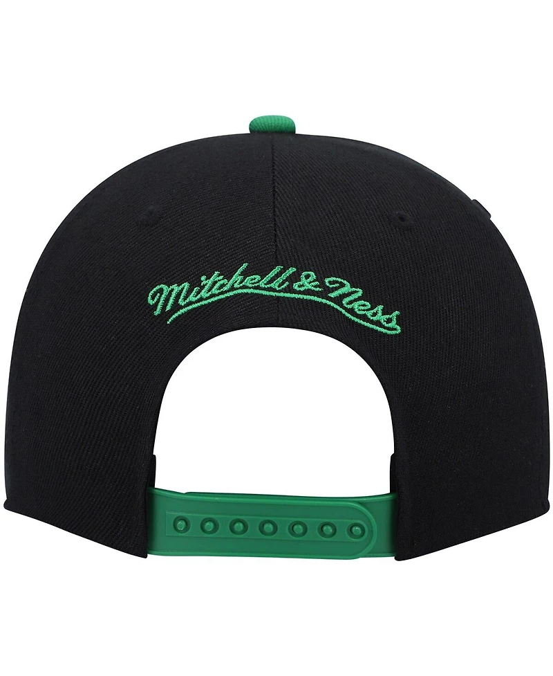 Men's Mitchell & Ness Black and Kelly Green Boston Celtics Hardwood Classics Snapback Hat