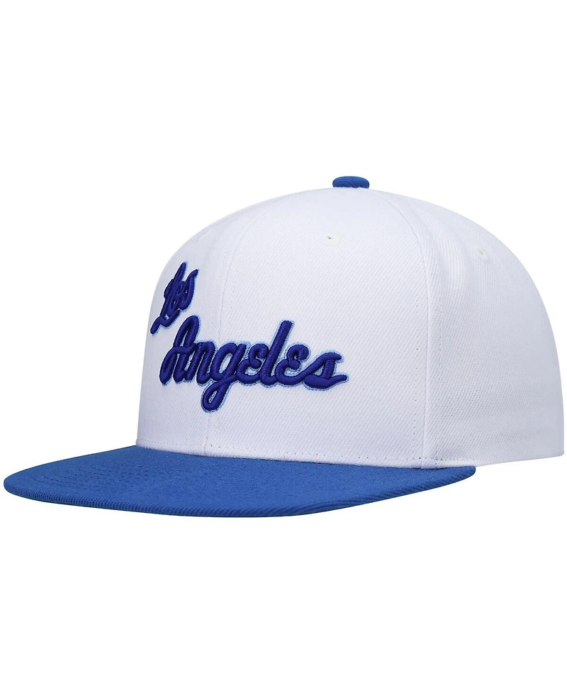 Men's Mitchell & Ness White and Royal Los Angeles Lakers Hardwood Classics Snapback Hat