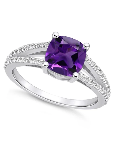 Macy's Amethyst and Diamond Accent Ring 14K White Gold