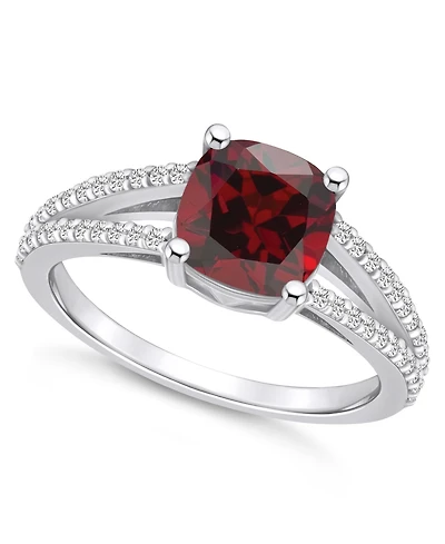 Macy's Garnet and Diamond Accent Ring 14K White Gold