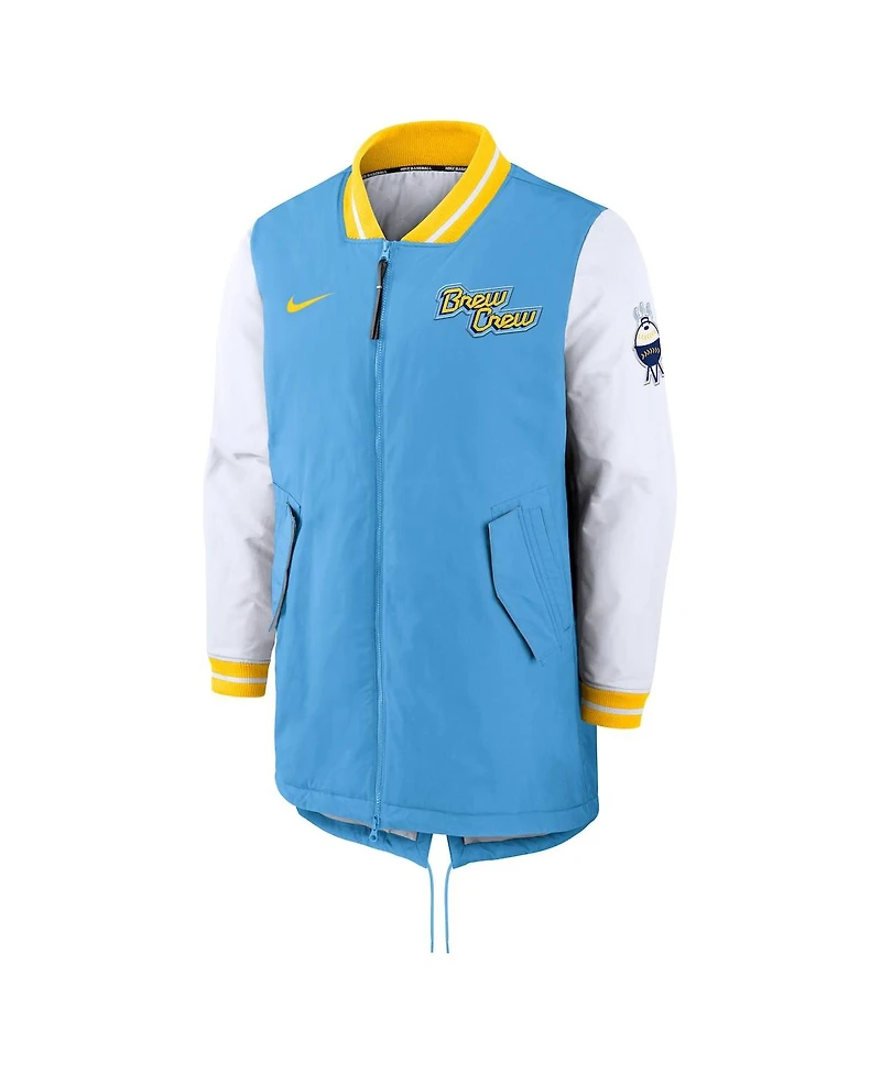 Men's Nike Powder Blue Milwaukee Brewers Authentic Collection City Connect Full-Zip Dugout Jacket