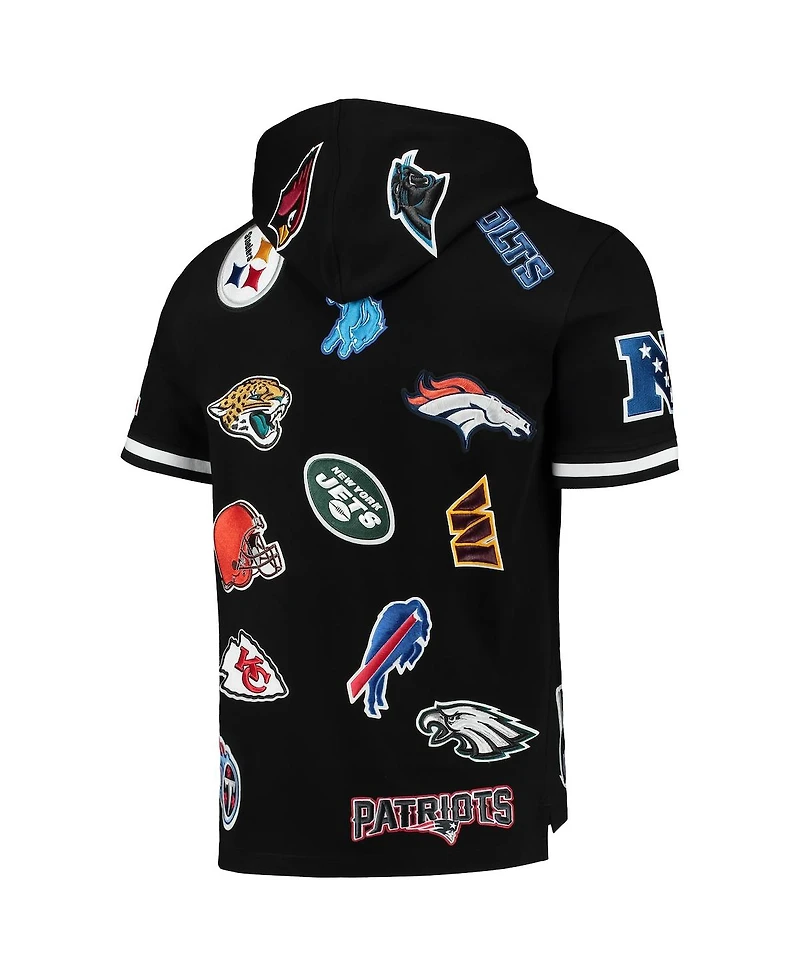 Men's Pro Standard Black Nfl League Wordmark Short Sleeve Pullover Hoodie