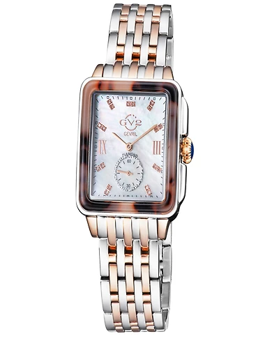 Gevril Women's Bari Tortoise Swiss Quartz Two-Tone Stainless Steel Bracelet Watch 34mm