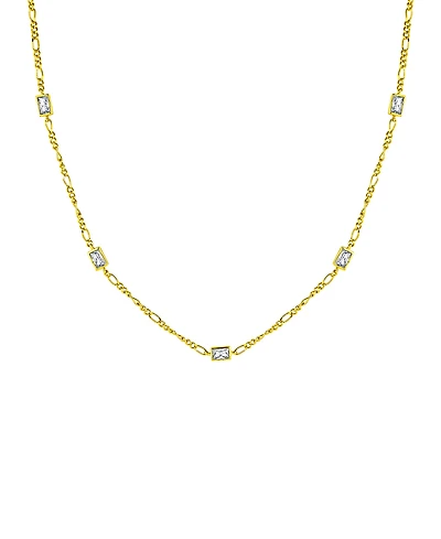 And Now This Cubic Zirconia Rectangle Stone Station Necklace