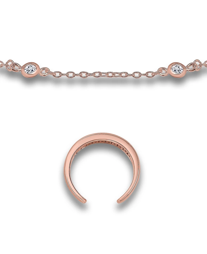 Giani Bernini Cubic Zirconia Channel Set 18K Rose Gold and Over Silver, Sterling Silver Toe Ring with Station Anklet Set, 2 Piece
