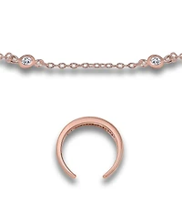 Giani Bernini Cubic Zirconia Channel Set 18K Rose Gold and Over Silver, Sterling Silver Toe Ring with Station Anklet Set, 2 Piece