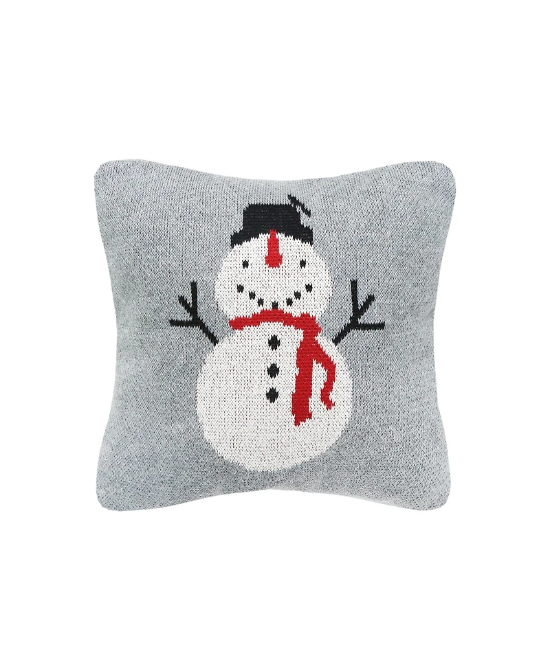 C&F Home Snowman Knitted Mini Cotton Blend Christmas Accent Pillow 10" x 10"