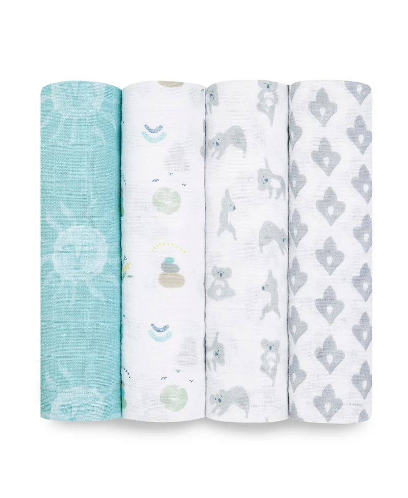 aden by aden + anais Baby Boys or Baby Girls Printed swaddle Blankets, Pack of 4