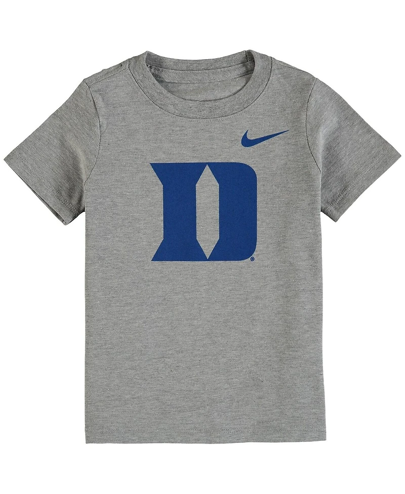 Boys and Girls Toddler Nike Heathered Gray Duke Blue Devils Logo T-shirt