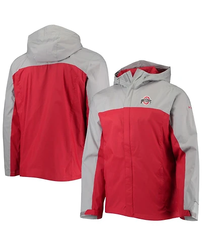 Men's Columbia Gray, Scarlet Ohio State Buckeyes Glennaker Storm Full-Zip Jacket