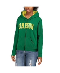 Women's Kelly Green Oregon Ducks Arched Name Full-Zip Hoodie