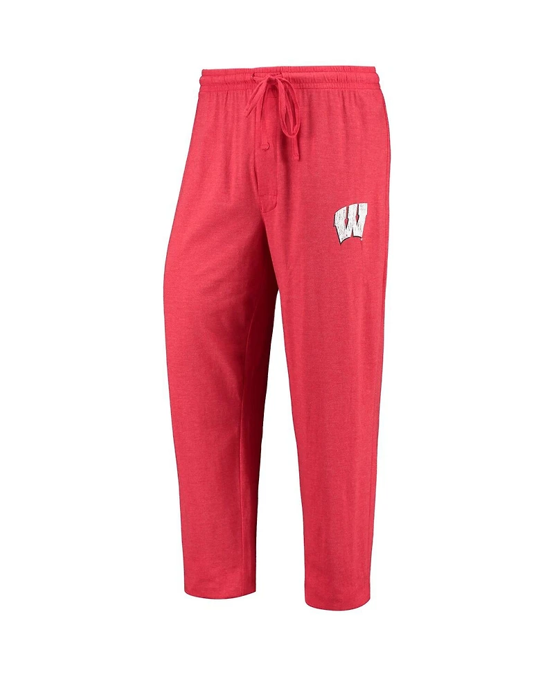 Men's Concepts Sport Red and Heathered Charcoal Wisconsin Badgers Meter Long Sleeve T-shirt and Pants Sleep Set