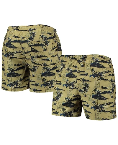 Men's Foco Gold Navy Midshipmen Island Palm Swim Trunks
