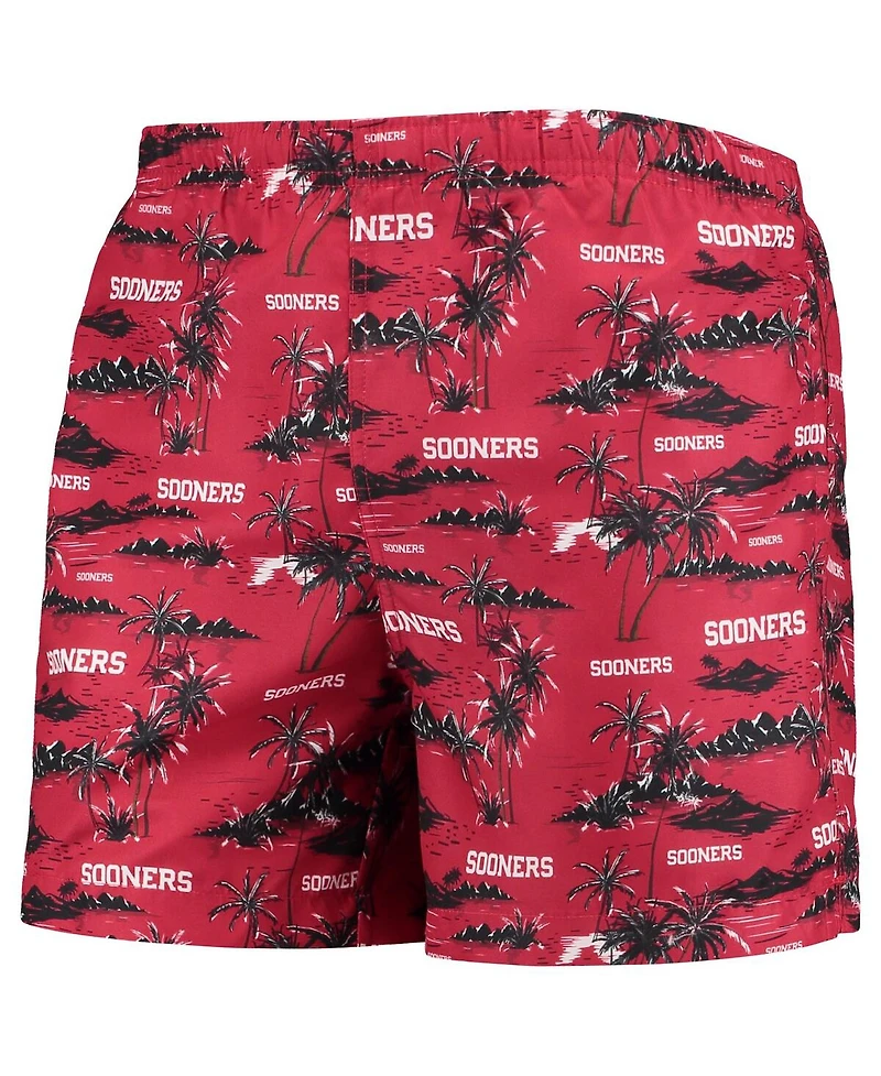 Men's Foco Crimson Oklahoma Sooners Island Palm Swim Trunks