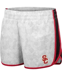 Women's Colosseum White, Black Usc Trojans The Plastics Geo Print Shorts