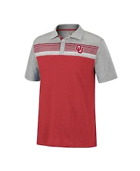 Men's Colosseum Crimson, Heathered Gray Oklahoma Sooners Caddie Polo Shirt