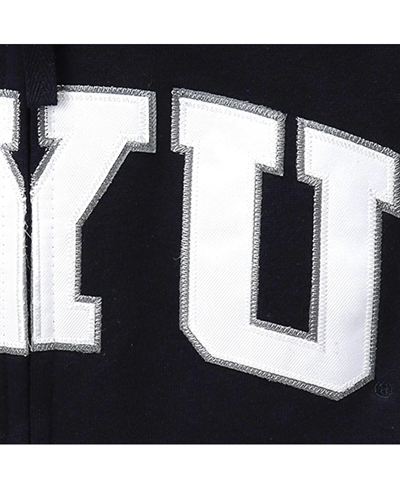 Women's Stadium Athletic Navy Byu Cougars Arched Name Full-Zip Hoodie