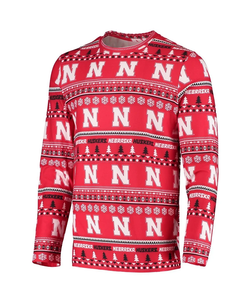 Men's Concepts Sport Scarlet Nebraska Huskers Ugly Sweater Knit Long Sleeve Top and Pant Set