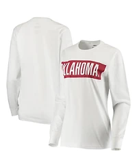 Women's Pressbox White Oklahoma Sooners Big Block Whiteout Long Sleeve T-shirt