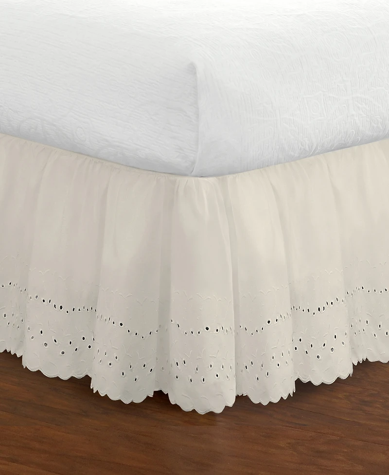Fresh Ideas Ruffled Eyelet 18" Drop Bed Skirt, Queen