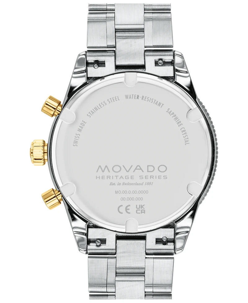 Movado Men's Heritage Two Tone Stainless Steel Bracelet Watch 42mm