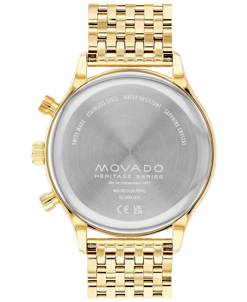 Movado Men's Heritage Yellow Ionic Gold-Tone Plated Steel Bracelet Watch 43mm