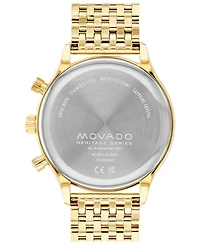 Movado Men's Heritage Yellow Ionic Gold-Tone Plated Steel Bracelet Watch 43mm