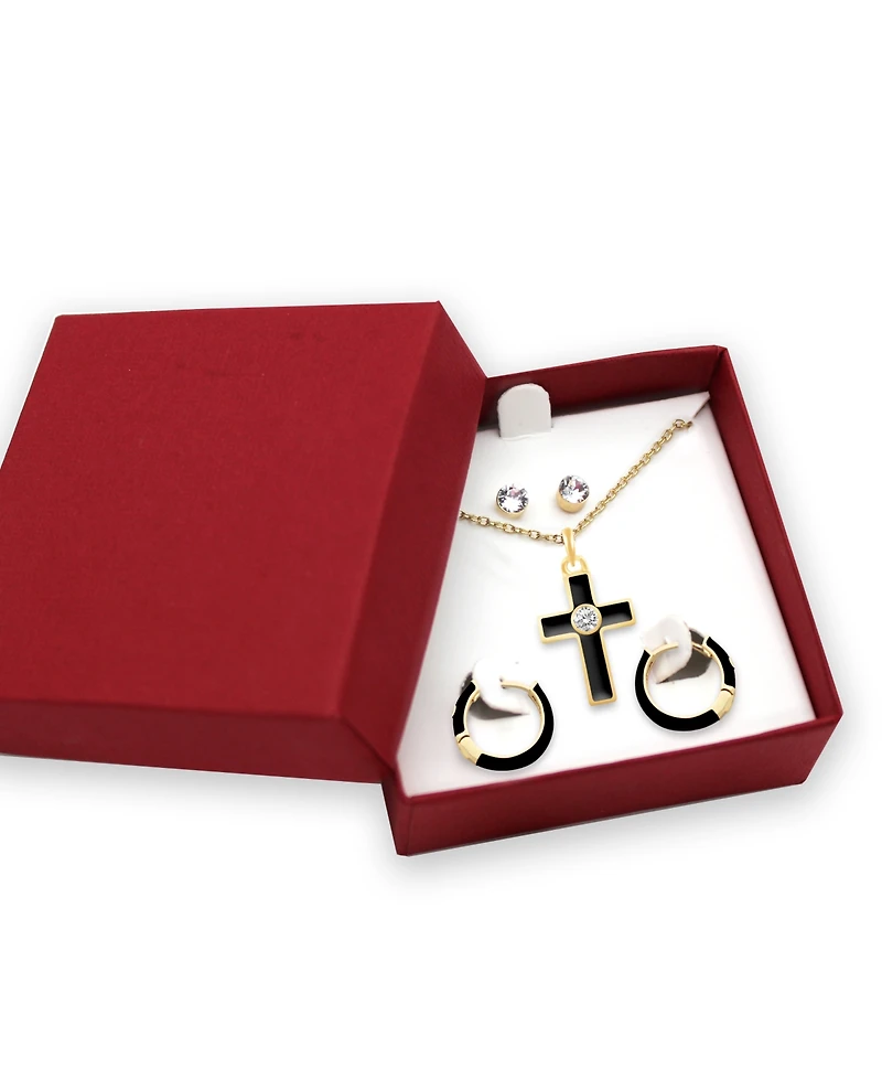 Crystal Enamel Necklace and Earring Set