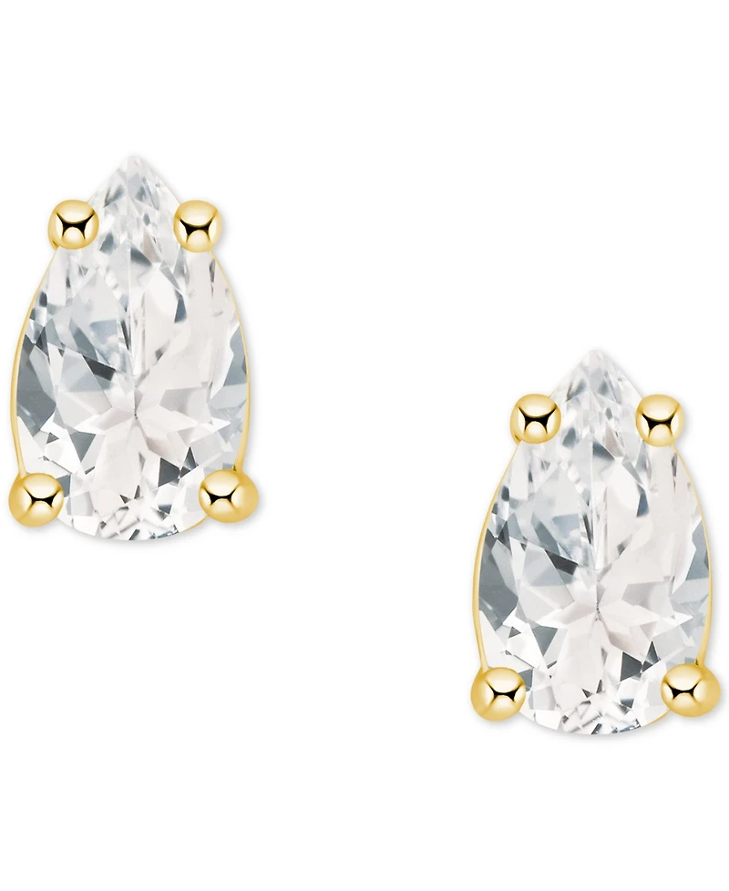 White Topaz Pear Stud Earrings (1/2 ct. t.w.) 14k Gold