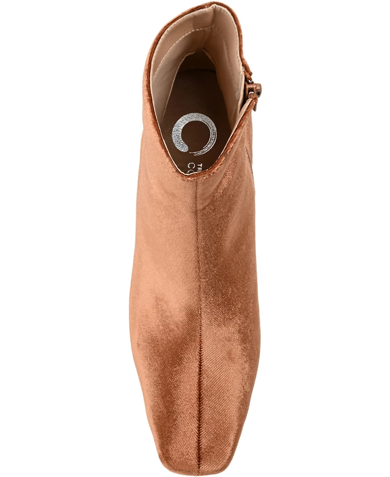 Journee Collection Women's Hazara Velvet Block Heel Dress Booties