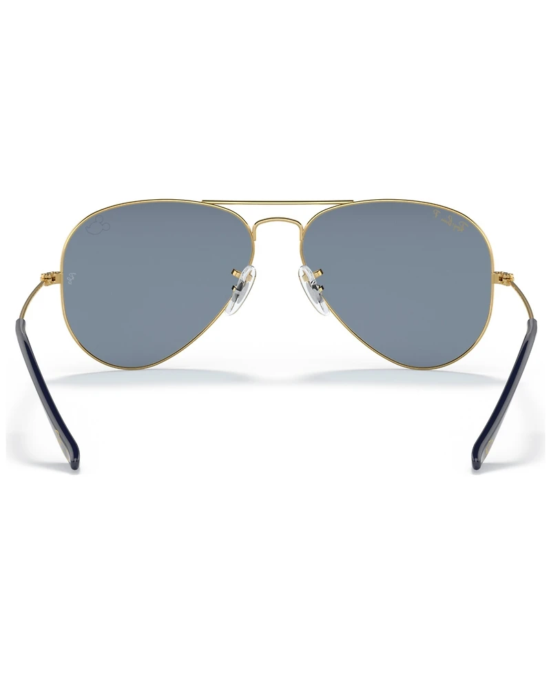 Ray-Ban Disney Unisex Polarized Sunglasses, RB3025 Aviator Mickey WDW50 58
