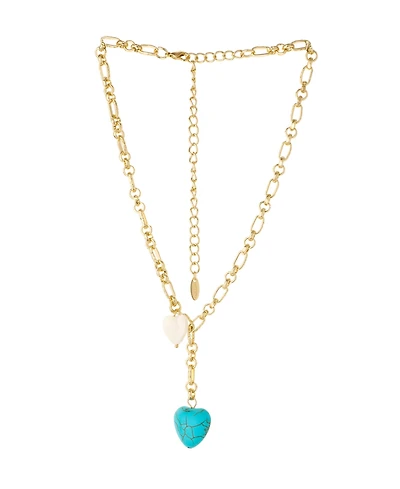 Ettika 18K Gold Plated Synthetic Turquoise Heart Necklace