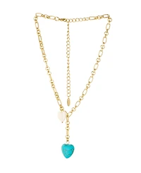 Ettika 18K Gold Plated Synthetic Turquoise Heart Necklace