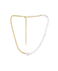 Ettika 18k Gold-Plated Beaded & Cultured Freshwater Pearl Asymmetrical Necklace, 15" + 5" extender