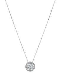 Diamond Halo Cluster 18" Pendant Necklace (1/2 ct. t.w.) in 14k White Gold