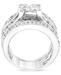 Diamond Princess & Round 3-Pc Bridal Set (4 ct. t.w.) in 14k White Gold
