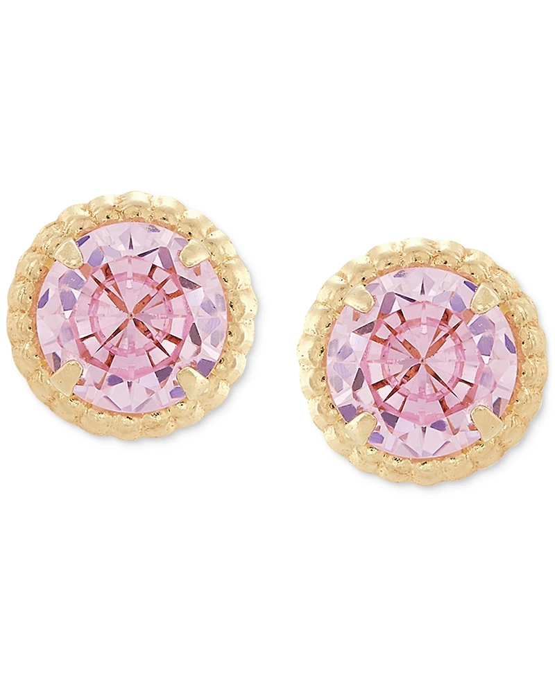 Children's Cubic Zirconia Screw Back Stud Earrings 14k Gold