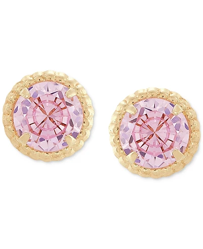 Children's Cubic Zirconia Screw Back Stud Earrings 14k Gold