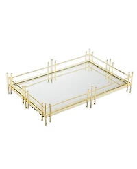 Classic Touch Oblong Mirror Tray with Symmetrical Design