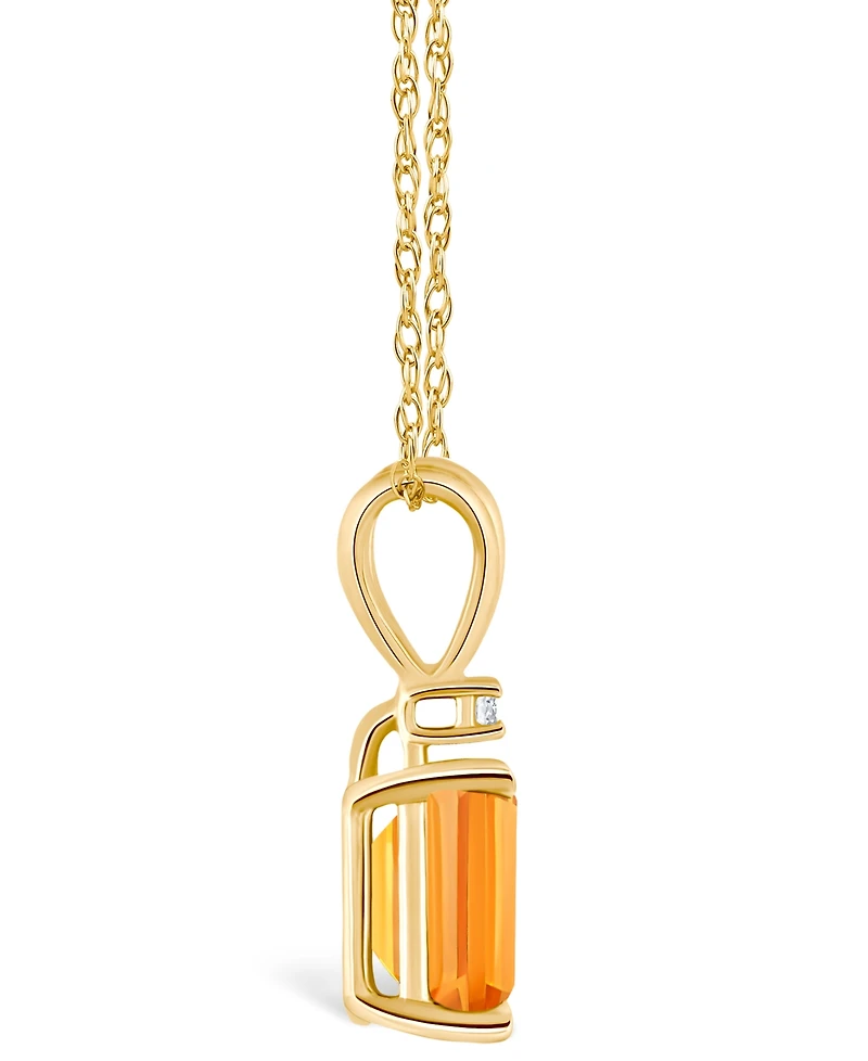 Citrine (1 ct. t.w.) and Diamond Accent Pendant Necklace 14K Yellow Gold or White