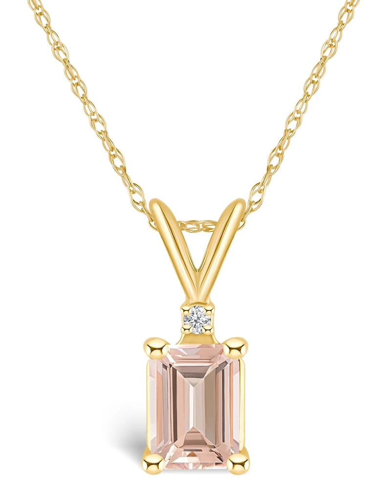 Morganite (7/8 ct. t.w.) and Diamond Accent Pendant Necklace 14K Yellow Gold or White