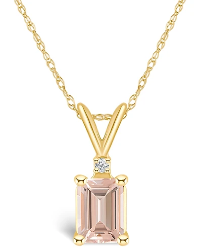 Morganite (7/8 ct. t.w.) and Diamond Accent Pendant Necklace 14K Yellow Gold or White
