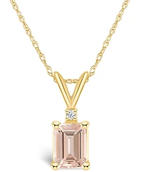 Morganite (7/8 ct. t.w.) and Diamond Accent Pendant Necklace 14K Yellow Gold or White