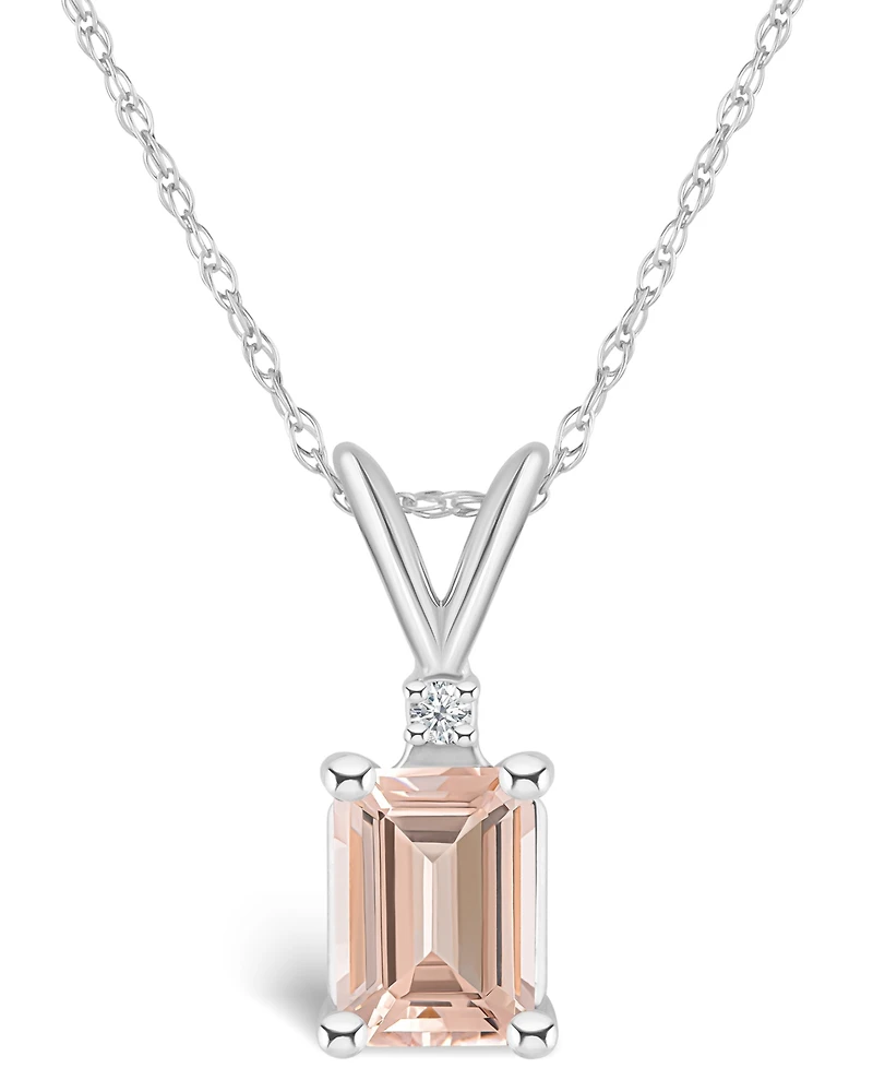 Morganite (7/8 ct. t.w.) and Diamond Accent Pendant Necklace 14K Yellow Gold or White