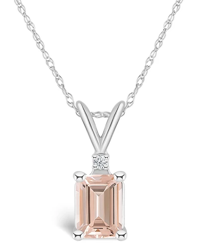 Morganite (7/8 ct. t.w.) and Diamond Accent Pendant Necklace 14K Yellow Gold or White