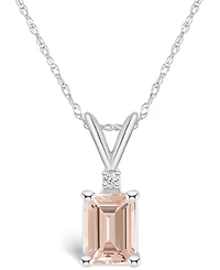 Morganite (7/8 ct. t.w.) and Diamond Accent Pendant Necklace 14K Yellow Gold or White