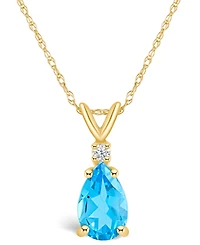 Blue Topaz (1-3/8 ct. t.w.) and Diamond Accent Pendant Necklace 14K Yellow Gold or White