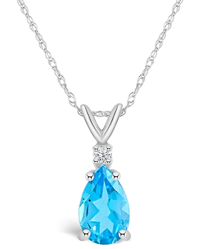 Blue Topaz (1-3/8 ct. t.w.) and Diamond Accent Pendant Necklace 14K Yellow Gold or White